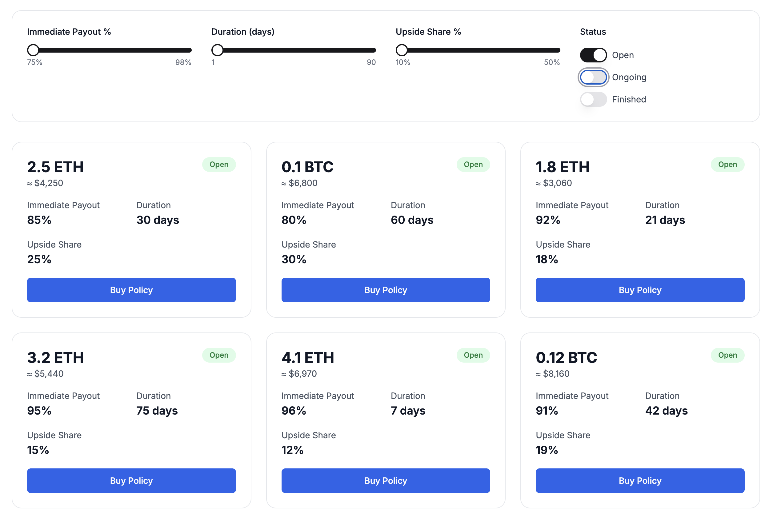 Policy Marketplace Interface